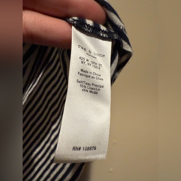 RAG & BONE Valley Stripe Tee Size small blanc & navy - Picture 5 of 8